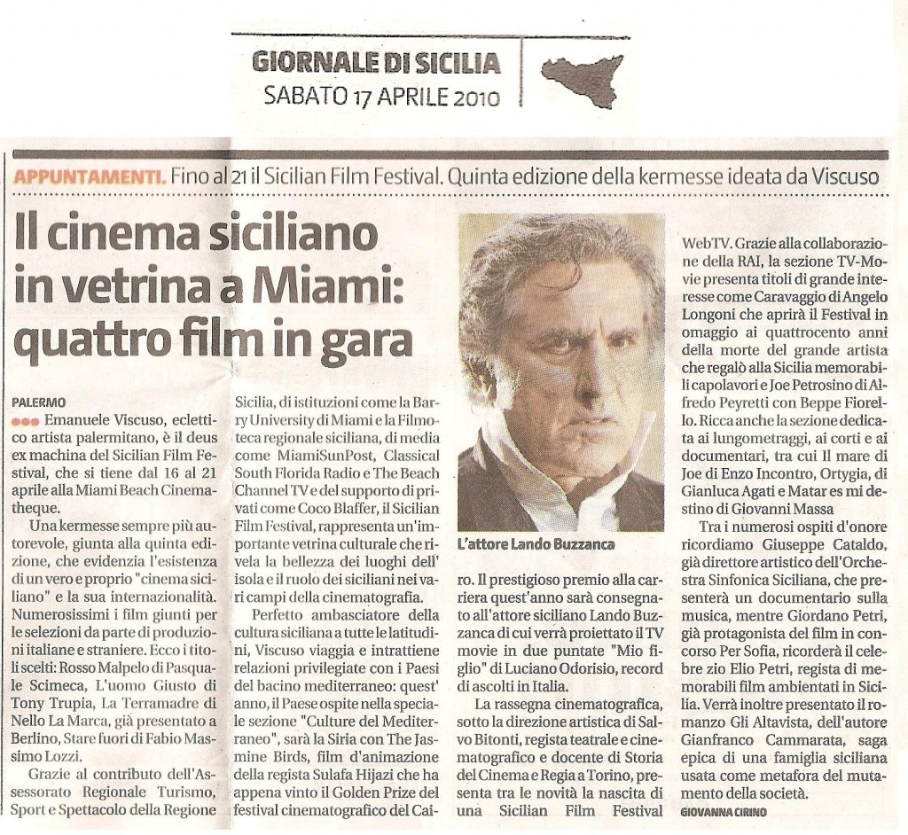 Giornale Di Sicilia 17 aprile 2010